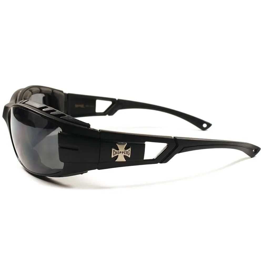 Choppers Black Motorcycle Biker Riding Foam Padded Wrap Sport Sunglasses